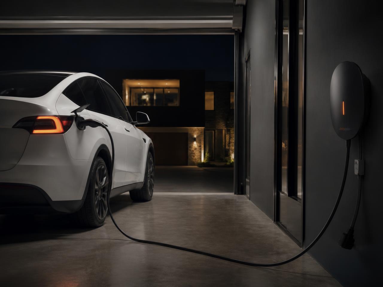 Electric vehicle charging at a wall-mounted home EV charger